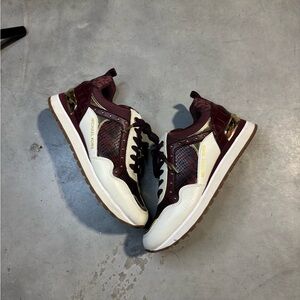 Burgundy and White Womens Sneakers Michael Kors